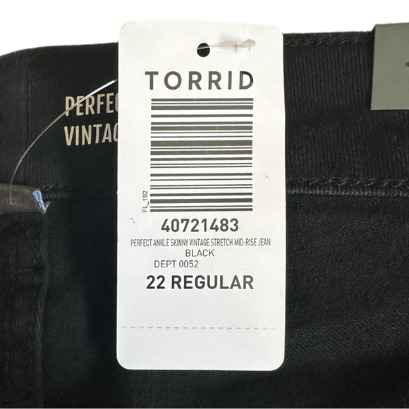 Torrid Perfect Skinny Ankle Vintage Stretch Black Jeans Size 22R NWT - Picture 7 of 11